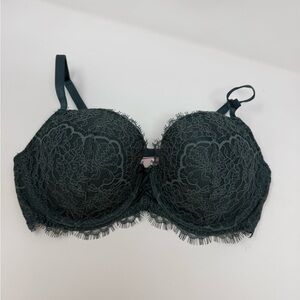 EUC Victoria’s Secret Elegant Lace Underwire Bra - Dark Green Sz 36D (7QAH)
